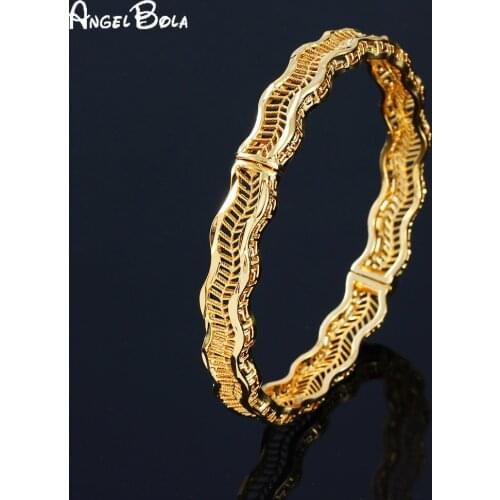 India African Women Fashion Gold Plaid Cuff Bracelet Islamic Muslim Luxury Jewelry Ladies Bracelet Wedding Banquet Holiday Gift