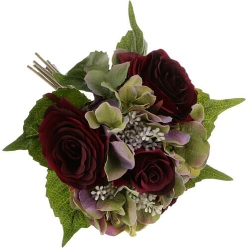 Artificial Flowers Pink Bouquet For Home Decoration Wedding Party Bride Gift