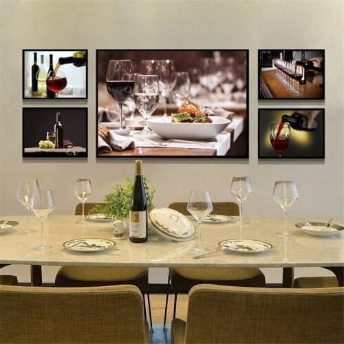 Kitchen Red Wine Canvas Painting Calligraphy Posters and Prints Wall Art Picture for Restaurant Dinning Room Decoration Wall Art