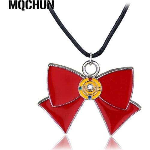 Fashion Moon Necklace Bowknot Necklace Metal Charm Pendant Necklaces Cosplay Accessories Jewelry Best friends Gift-30