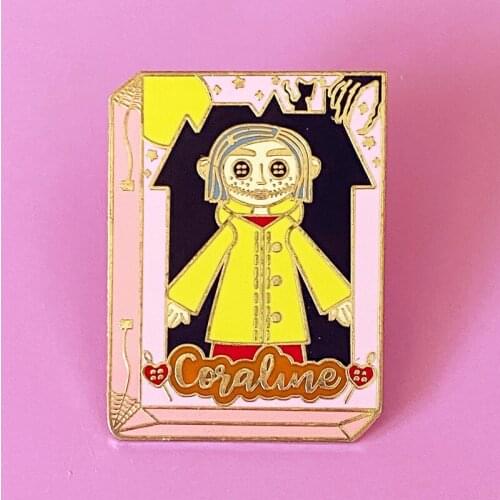 Cartoon Anime Spell Book Coraline Enamel Brooch Pin Backpack Hat Bag Lapel Pins Badges Women Mens Fashion Jewelry Accessories