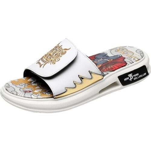 Mens 2021 New Tide Drag Flip Flops Breathable Thick Bottom Indoor and Outdoor Wear Sandals National Tide Summer Mens Slippers