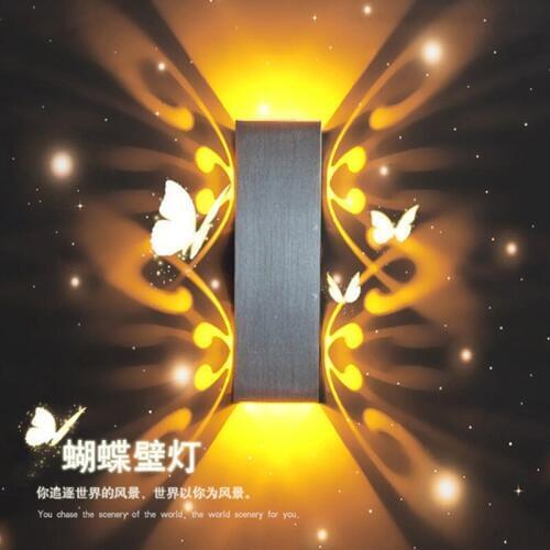 Variable-color butterfly wall lamp AC110-220V 3/6w Hotel ktv Creative bedroom living Room bedside Decoration LED Wall Light