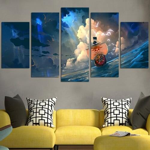 Wall Art Pictures Home Decor Modern HD Prints 5 Panel Anime Pirates of the sea Painting Allah The Qur'an Canvas Poster