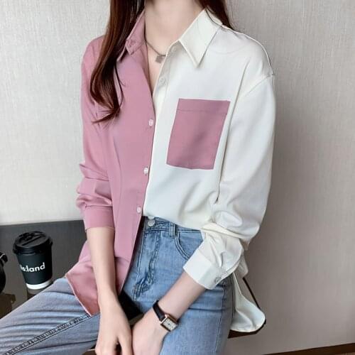 2021 Fall New Lapel Loose-fitting Large-size Chiffon Shirt Cardigan Shirt Long Sleeve Top Women Shirts Blouses