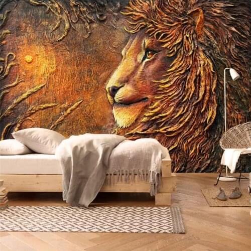 Papel de parede Custom wallpaper 3d murals embossed golden lion TV background wall living room bedroom wall paper mural 3d обои