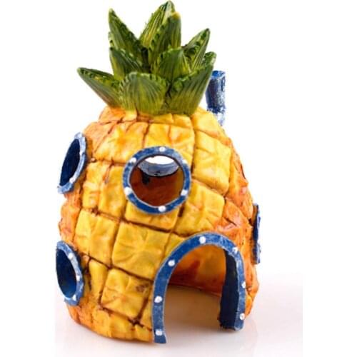 Underwater Fish Tank Aquarium Decoration Cartoon House for Fish Tank Hiding Play Home Shrimp Nest Pineapple House Home Ornaments