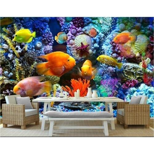 Custom photo 3d wallpaper Underwater World Aquarium Tropical Fish living room home decor 3d wall murals wallpaper for walls 3 d