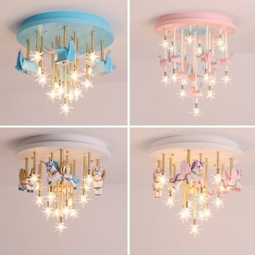 Childrens Room Ceiling Lights Stars Creative Pegasus Boys and Girls Thousand Paper Cranes Nordic Simple Bedroom Lights
