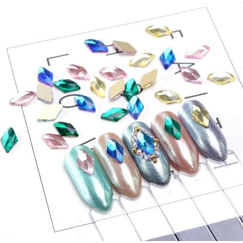 20Pcs/lot 6Colors Rhombus Flatback Rhinestone 6*10mm 3D Nail Art Rhinestone Flatback Crystal Stones For DIY Nail art Decoration
