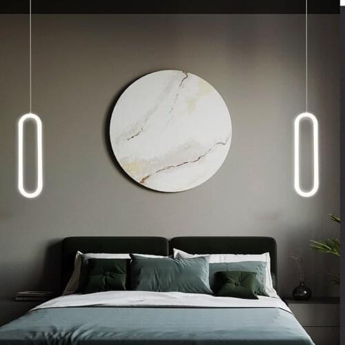 Bedroom Bedside LED Pendant Light Nordic Restaurant Bar Long Line Hanging Lights Modern Living Room Decor Led Ring Light Fixture