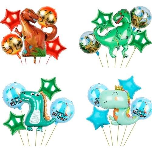 1set Dinosaur Foil Balloons 18inch Jungle Animal Helium Ball Child Birthday Party Decorations Baby Shower Air Globos Kid Gift