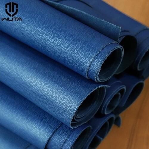 WUTA 3 Square Feet French Imported Classic Blue Caviar Pattern First Layer Cowhide Leather Soft DIY Craft Bag Wallet Material