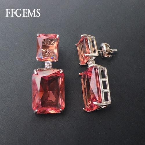 FFGems Big Stone Zultanite Earrings Real 925 Silver Sterling Diaspore Stone Color Change Fine Jewelry For Women Party Gift
