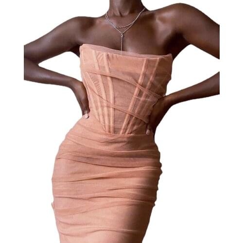 2021 New Summer Womens Dress Sexy One-shoulder Sleeveless Ruffled Nightclub Celebrity Party Mermaid Dress bridesmaid dress