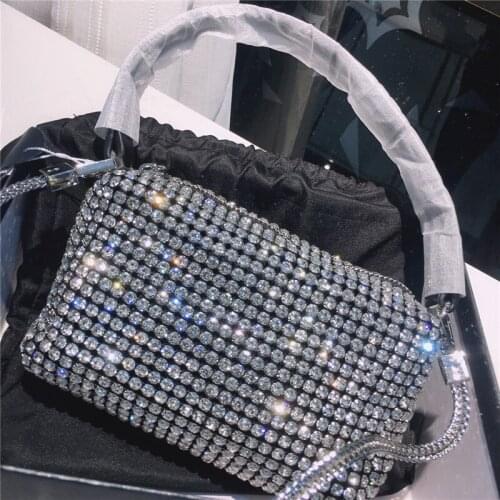 Famous Designer Women Shoulder Messenger Bags Fashion Casual Rhinestone Handbags 2021 New Diamond Small Square Bags Sac A Main