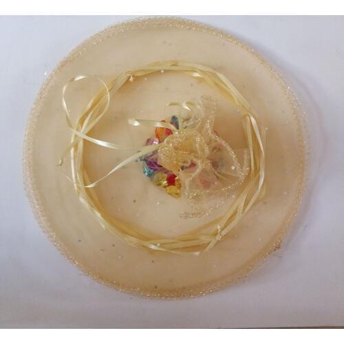 50pcs diameter 26cm gold Round Sachet Organza Bag Drawstring jewelry packaging bags for Wedding/gift/food/candy/Christmas