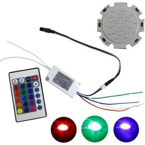 1set LED RGB COB Chip 28mm Square Round Lighting Source 6W for Spotlight Downlight Tube Light Ceiling Lamp with rgb diver 300ma