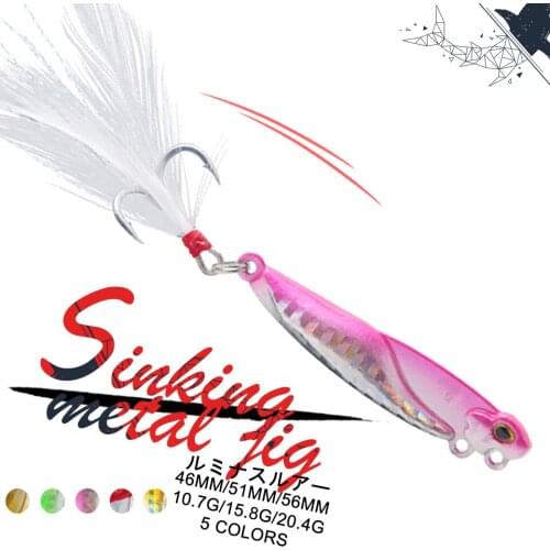 1PCS 10.7G/15.8G/20.4G VIB Metal Jig Sinking Vibration 3D Eyes Feather Hook Fishing Lures Hard Bait Spinner Spoon Fishing Tackle