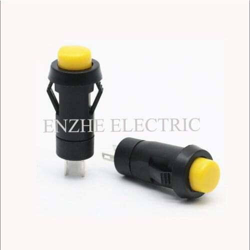 10MM Mini Push Button Switch DS-211K ON-OFF 1A 250VAC Rocker Switch Red Yellow Blue Green 100PCS Plastic Thread Multicolor 2pin