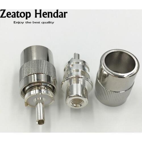 10Pcs Brass Silver Plated UHF PL-259 Male Solder RF Connector Plug for RG58 RG142 LMR195 RG400 Coaxial Cable Adapter