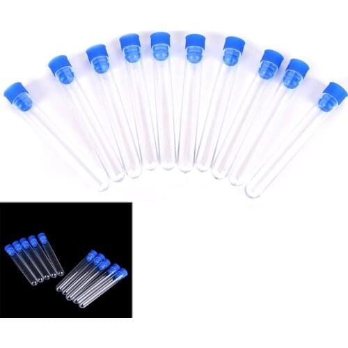 10pcs 15x100mm Clear Plastic Test Tubes Hard Plastic Test Tube With Wing Plug
