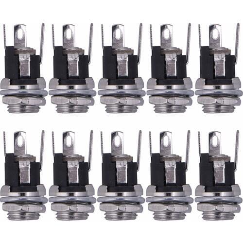 10 pcs Socket DC Power Supply Jack Female Panel Mount Connector 5.5x2.1mm New and high quality 24V 3A black metal