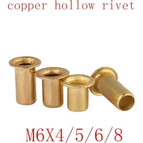 100pcs/lot M6*4/5/6/8 Tubular Rivets Double-sided Circuit Board PCB Nails Copper Hollow Rivet Nuts