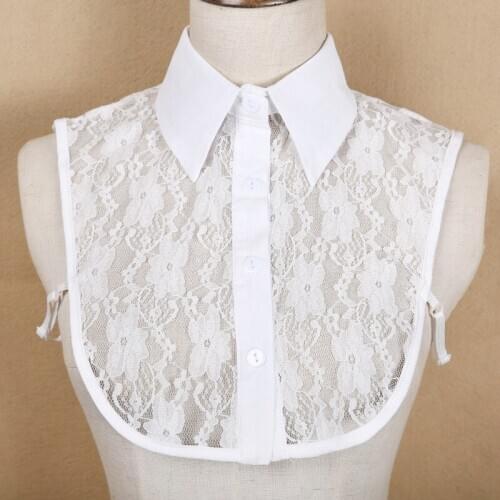 2020 Lace Floral Fake Collars for Womens Shirt Detachable False Collar Blouse Lapel Elastic Collar Tie Girls Sweater Faux Col