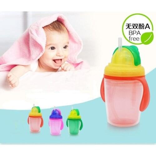 280ml Baby feeding cups Infant Sippy Cup with handles Solid color water bottle for children Kids Portable Training Cup BPA Free
