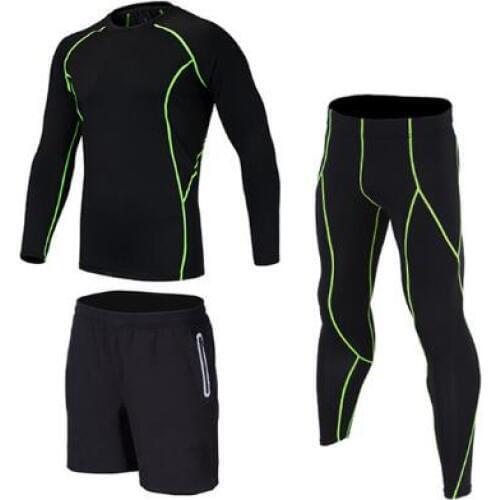 3 pieces Running Sets Mens Sportswear Compression Tights For Fitness Running Basketball Soccer Jersey Gym Clothing