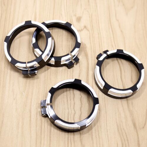 4X Burst Billet Turn Signal Trim For Harley Sportster Dyna Softail Street Glide XL883 XL1200 With Deuce/Bullet Light Models