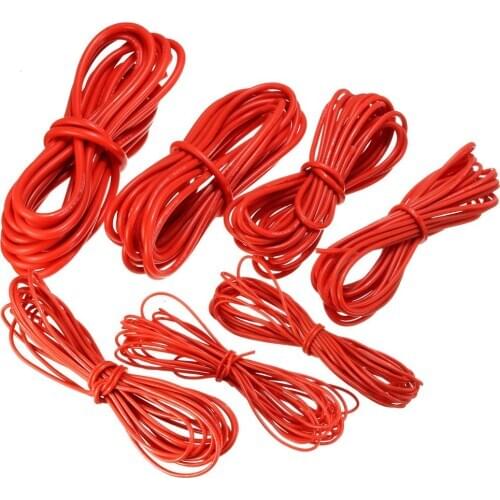 5 Meter Red Silicone Wire Cable 10/12/14/16/18/20/22AWG Flexible Cable