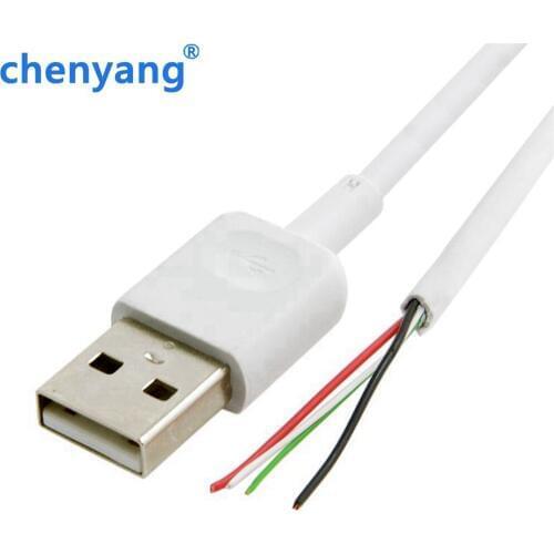 5pcs/Lot USB 2.0 A Type Male to 4 Wires Open Cable With Braid Shield for DIY OEM White 70cm