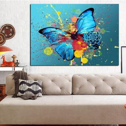 Graffiti Butterflies Fluttering Creative Abstract Canvas Painting on Canvas Poster Wall Art for Living Room Cuadros Decor