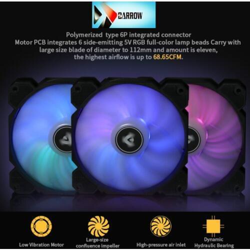 Barrow BF04-PR, PWM Fans, LRC 2.0 5V, 6pin Interface, Light/Speed Integrated Radiator Fans, Need To Work With Controller,cooler