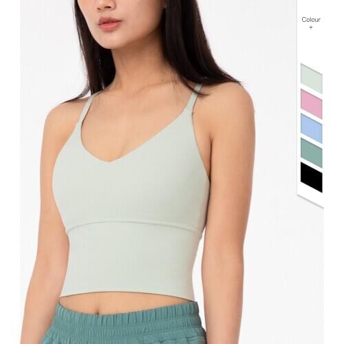 Vnazvnasi Push-up Yoga Vest Sexy Backless Running tops Quick Dry Anti-friction Gym Bra V-neck Padded Female Fitness Tops