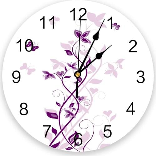 Butterfly Flower Cane Vine White Round Wall Clock Creative Home Decor Living Room Quartz Needle Wall Clocks Hanging Watch