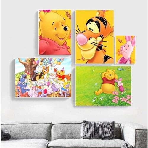 Disney Winnie The Pooh Cartoon Canvas Paintings Watercolor Posters and Prints Wall Art Pictures for Living Room Home Decoration