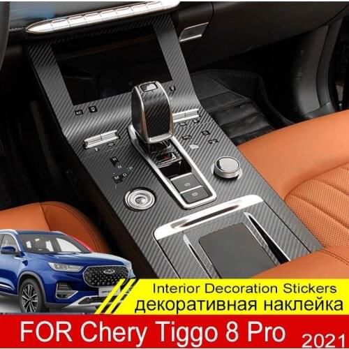 For Chery Tiggo 8 Pro 2021 Car Console Gearbox Panel Sticker Strips Carbon Fiber Film Garnish Interior Decoration Accessories