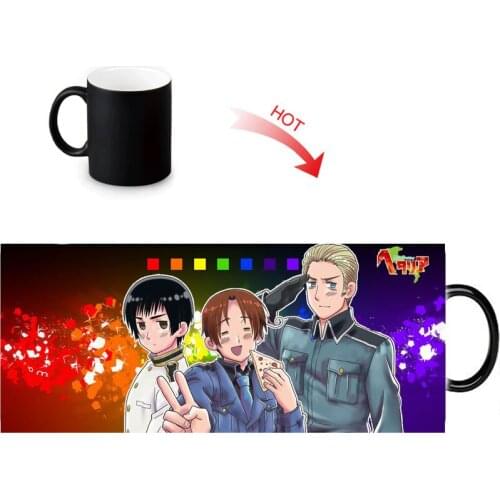 Axis Powers Hetalia Hot Reactive Sensitive Mugs Black White Changing Color Ceramic Mug Porcelain Tea Coffee Cup 12oz