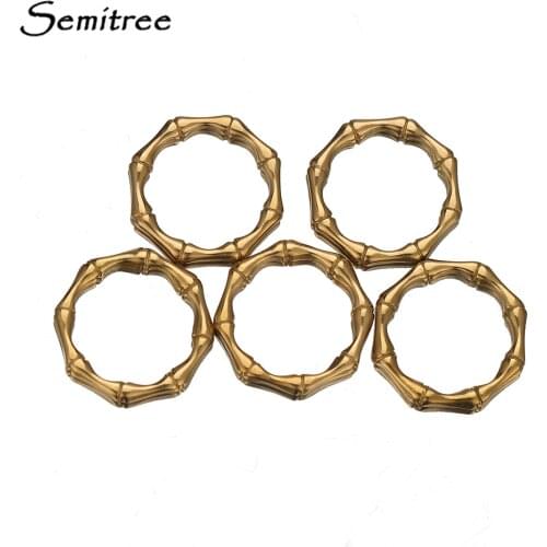 5pcs Stainless Steel Bamboo Circle Pendants Round Charms for DIY Women Necklace Accessories Jewelry Making Findings Supplies