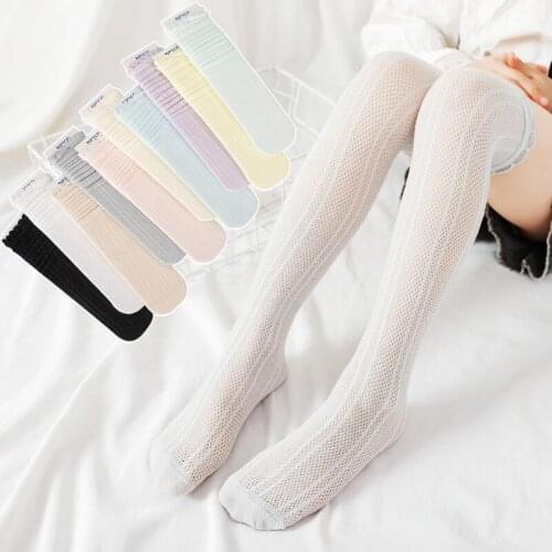 Summer childrens hollow mesh socks kids girl knee high stockings baby toddler mosquito stockings on knee socks thighs