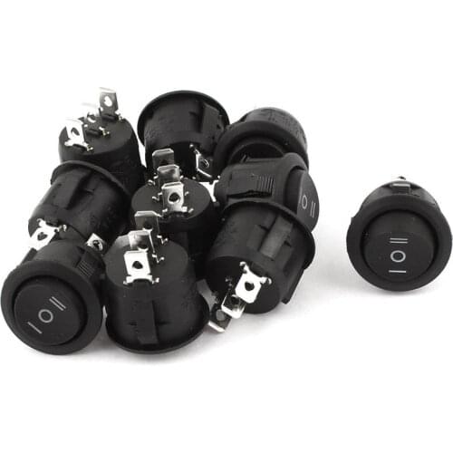 Lot10 Black Button 3Pin ON-OFF-ON 3Position 6A/10A SPST Round Rocker Boat Switch