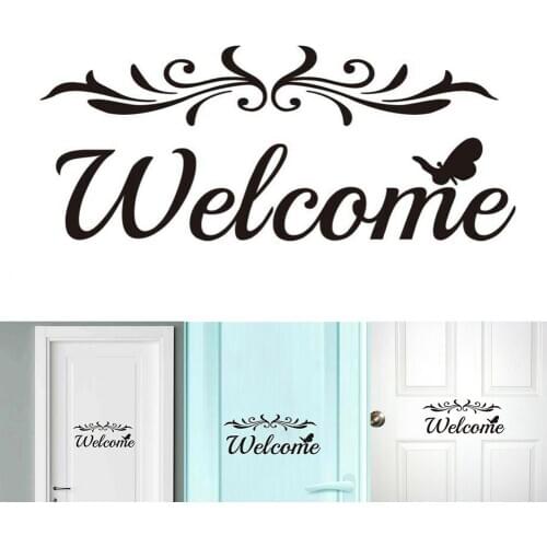 Home Decoration Letter Sign Welcome Wall Stickers Removable Self-Adhesive Decor Creative Pattern Wall Decals Door Stickers