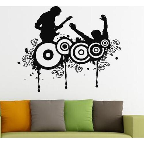 Dance Party Guitar Wall Sticker Rock Car Name Stickers Pub Ktv Decal Home Decoration Mural Band Decal