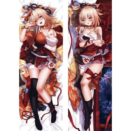 Anime Dakimakura Game Genshin Impact Yoimiya Pillow Case 2-Side Printed Hugging Body Throw Pillow Cover Home Bedding