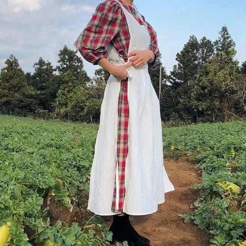 New florist Literary artist Retro Korea Cotton Linen Aprons For Woman Dress Flower Shop Smock Hairdresser Garden Japan 3004
