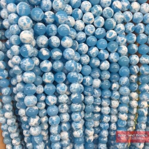 Wholesale Multi Blue White Stone Beads 6MM 8MM 10MM 12MM For Bracelet Necklace Making MBWB01