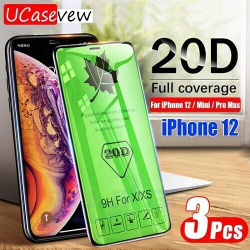 Original High Quality 20D Screen Protector For iPhone 12 Pro Max Mini Full Cover Protective Film 11 X XR Xs 9H Tempered Glass
